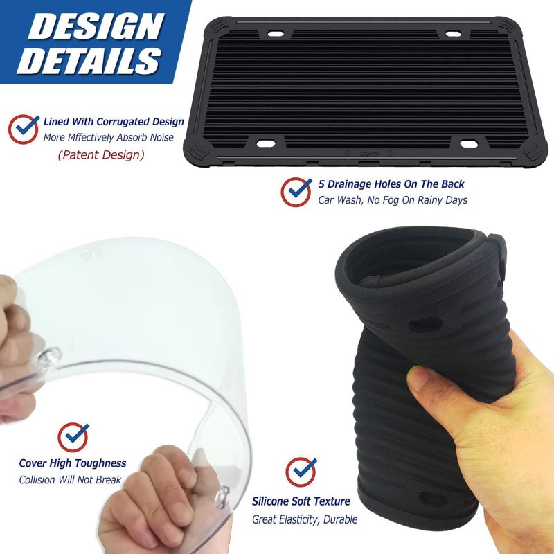 Aootf License Plate Protector- Clear Novelty Number Plate Cover with Silicone Car Tag Frame, Unbreakable Cover to Protect Front or Back License Plate with Screws,Caps - Image 5